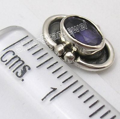 925 pure silver authentic iolite deco stud post earrings 1 cm